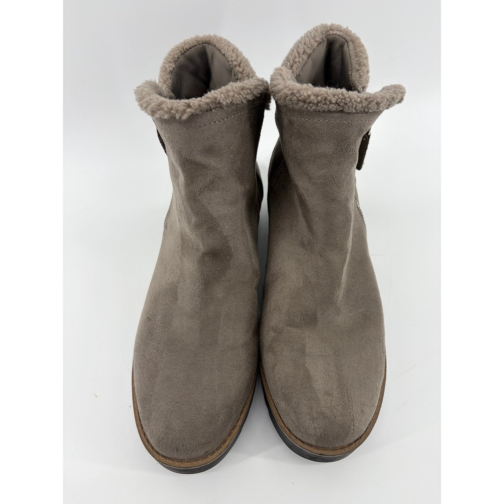 Bandolino, Faux Fur Taupe/Gray Wedge Ankle Boots Women's Size 10, Pre-Owned